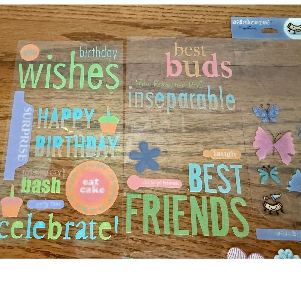 Vellum Scrapbook Sticker Lot Flowers Butterflies Birthday Best Friends